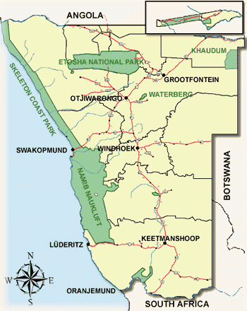 Mapa general de Namibia