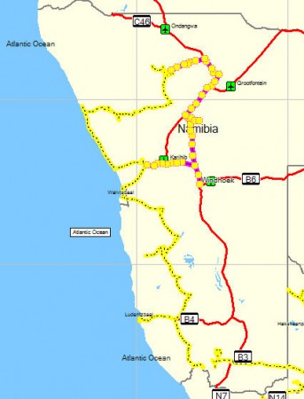 Mapa del Parque Nacional Skeleton Coast